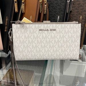 MICHAEL KORS LARGE DOUBLE ZIP WRISTLET PHONEHOLDER WALLET CLUTCH
BRIGHT WHITE